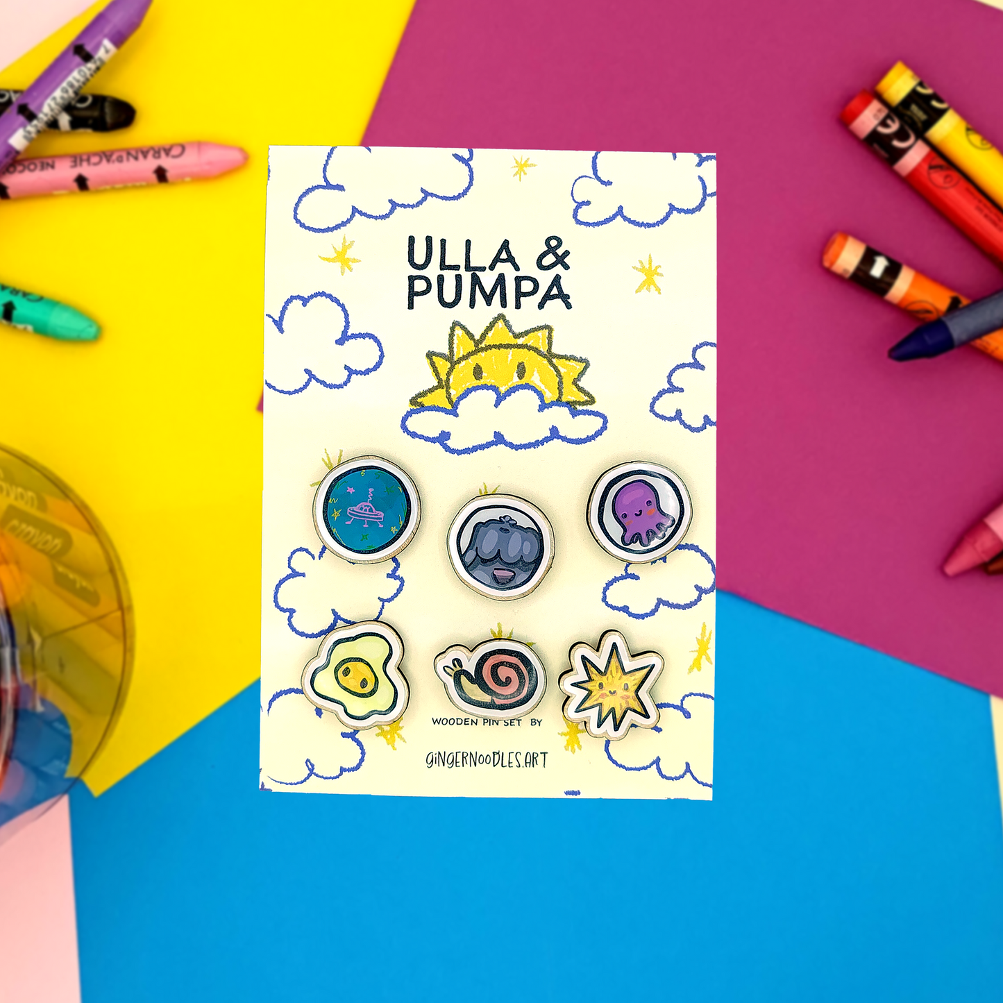 ULLA & PUMPA - WOODEN PIN SET