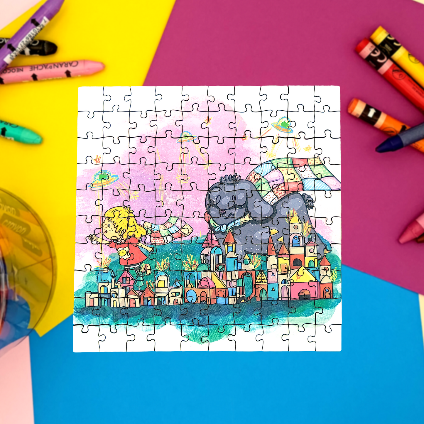 ULLA & PUMPA - "ALIEN INVASION" 100-PIECE WOODEN PUZZLE