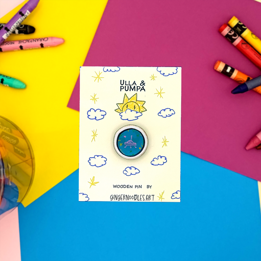 ULLA & PUMPA - UFO WOODEN PIN